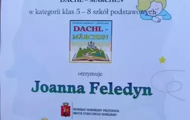 Wyr&oacute;żnienie naszej uczennicy w Og&oacute;lnopolskim Konkursie Językowo-Plastycznym