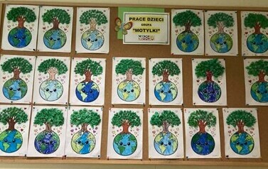 Prace plastyczne przedstawiające naszą planetę - grupa Motylki