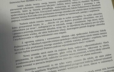 List gratulacyjny od Burmistrza Miasta i Gminy Stasz&oacute;w pana dr Leszka Kopcia
