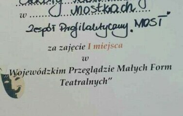Dyplom za zajęcie pierwszego miejsca w konkursie