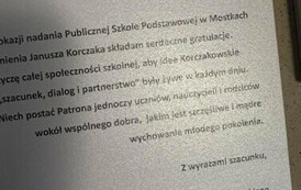 List gratulacyjny od Radnej Powiatu Staszowskiego pani Anny Niziałek