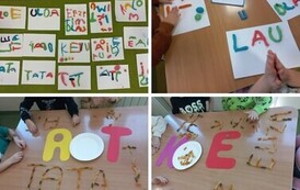 Dzieci tworzyły litery z r&oacute;żnych materiał&oacute;w, rozwijając sprawność manualną i kreatywność (sesja jesienna)