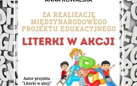 Certyfikat ukończenia projektu dla nauczycielki