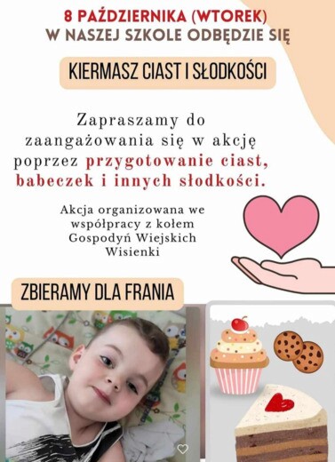 Kiermasz ciast i słodkości dla Frania - plakat