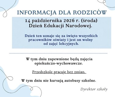 Informacja o 14 pażdziernika 2026 r. - dzień wolny od zajęć dydaktycznych