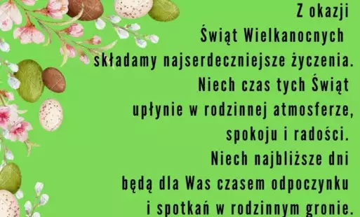 Plakat z życzeniami z okazji Świąt Wielkanocnych 2025