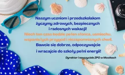 Życzenia wakacyjne 2025 - plakat