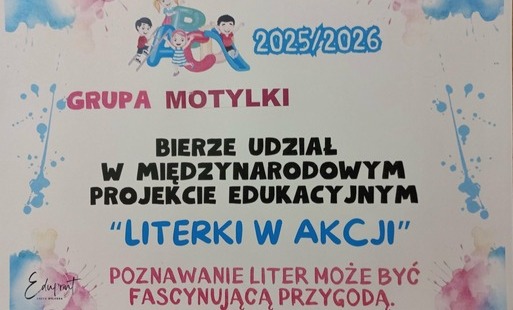 Dzieci z grupy Motylki biorą udział w projekcie Literki w akcji 